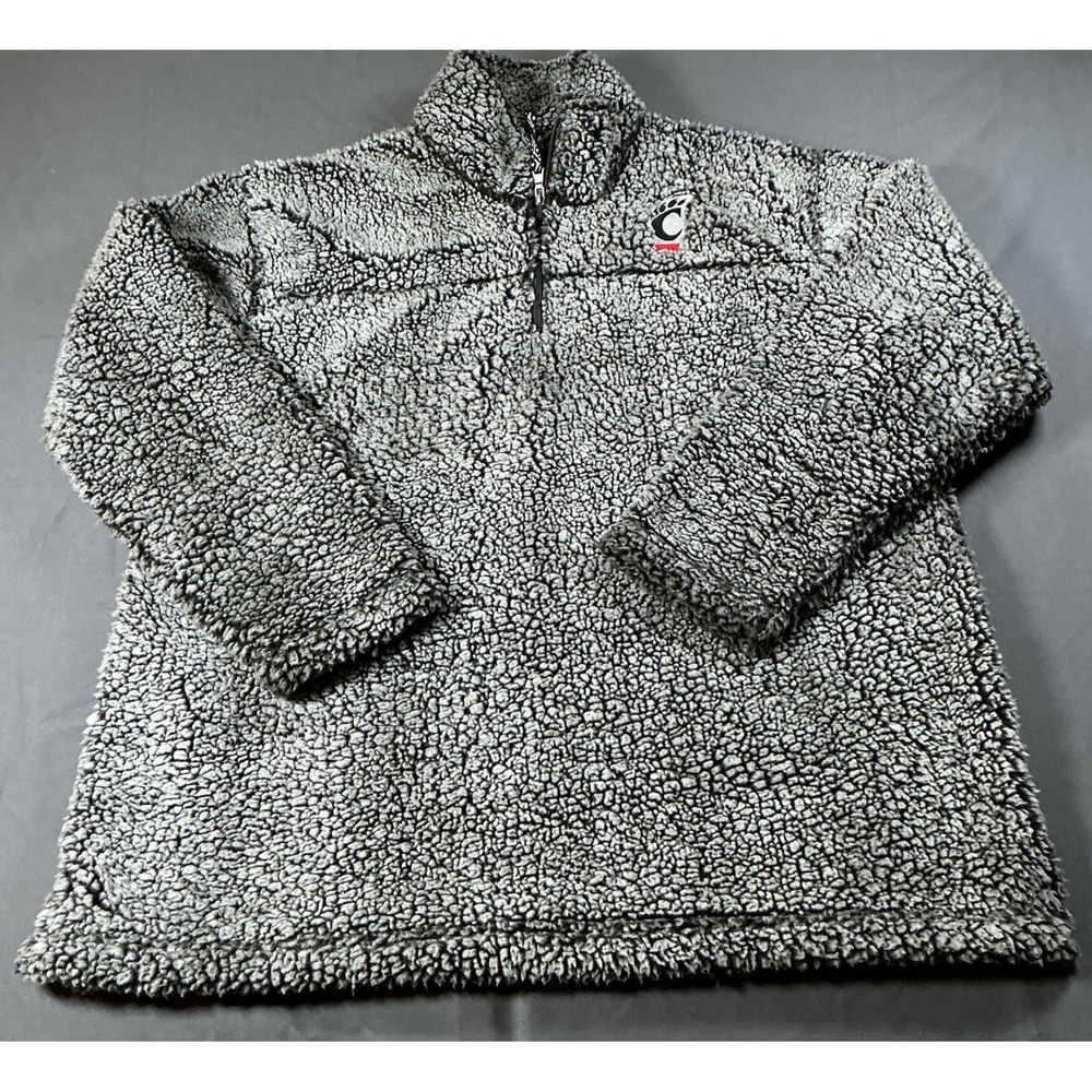 Boxercraft Cincinnati Bearcats Sherpa Fleece Quarter Zip Pullover Grey 2XL